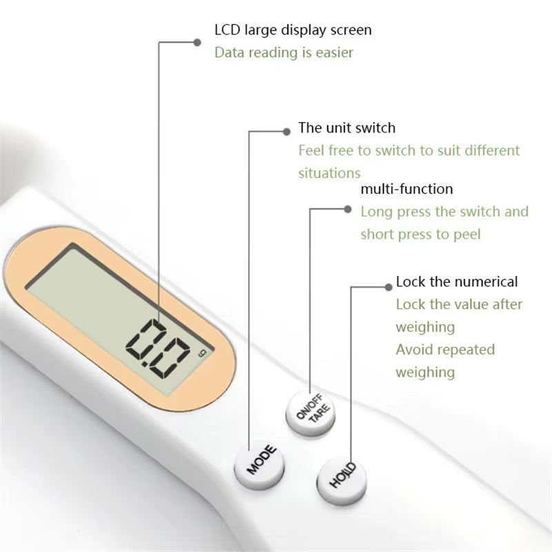 1Pc LCD Digital Measurement Adjustable Weighing Spoon