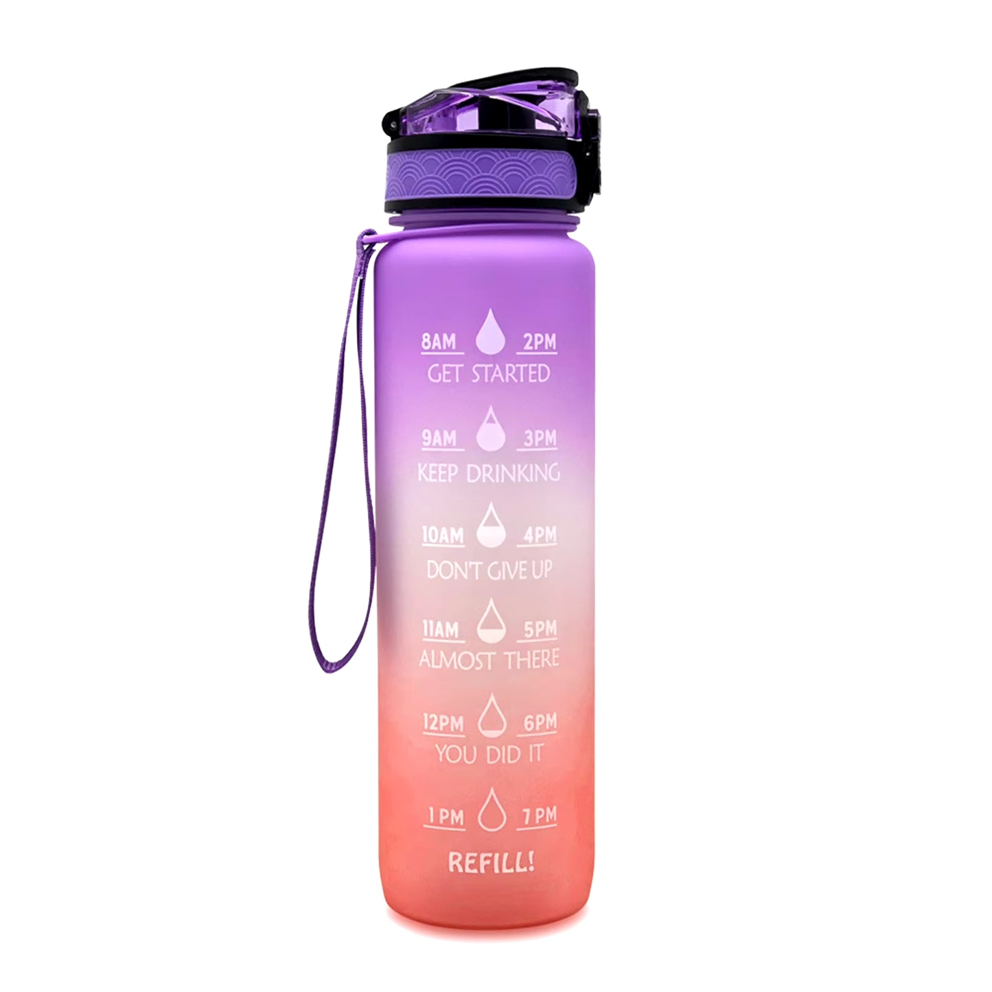 1L Tritan Material Water Bottle with Bounce Cover Time Scale Reminder Frosted Leakproof Cup for Outdoor Sports Fitness