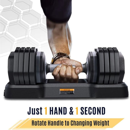 49KG Pair Adjustable Dumbbells, 24.5KG 5-In-1 Dumbbell Set with Anti-Slip Fast Adjust Turning Handle for Body Workout Fitness